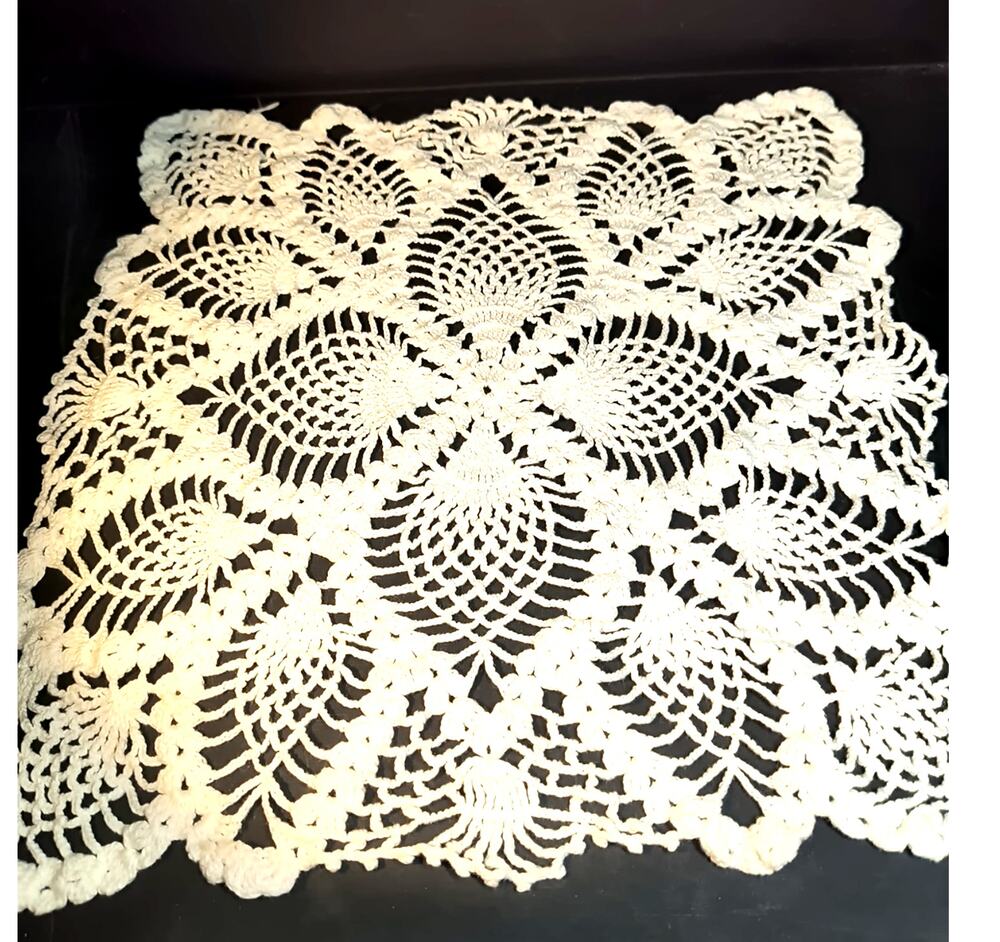 1611.  White Crochet Doily Square 12 x 12